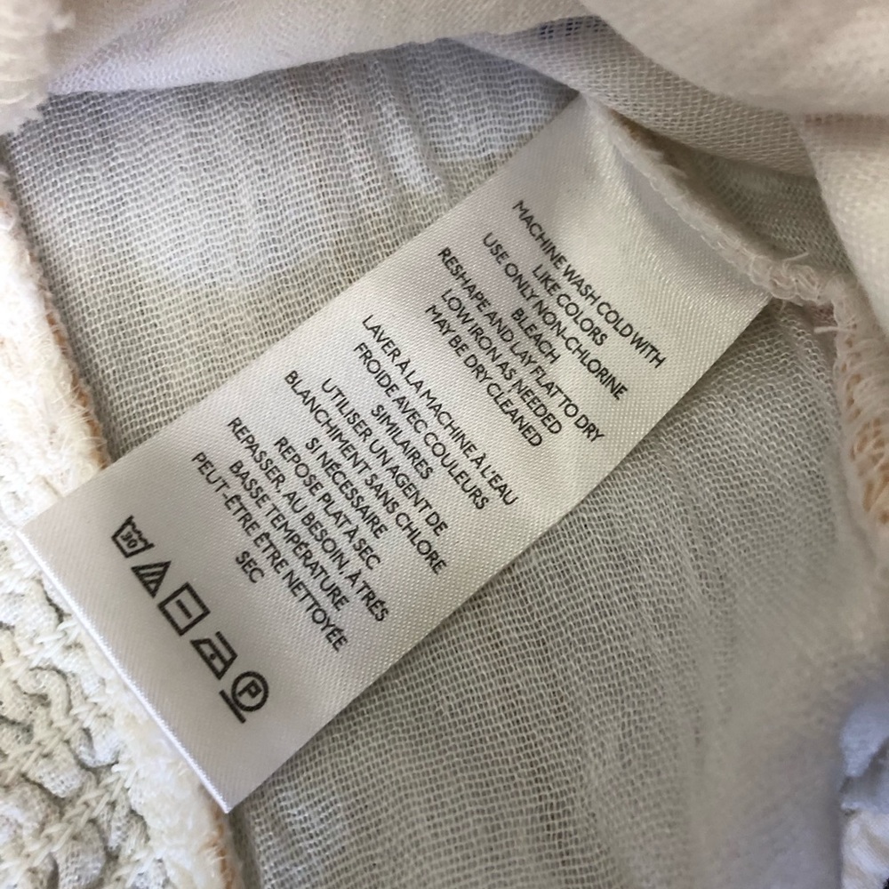 Free People Cream Blouse with Multicolor Stitching - Picture 6 of 7